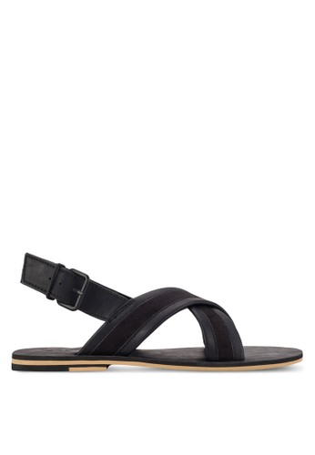 Mixed Material Cross Strap Sandals