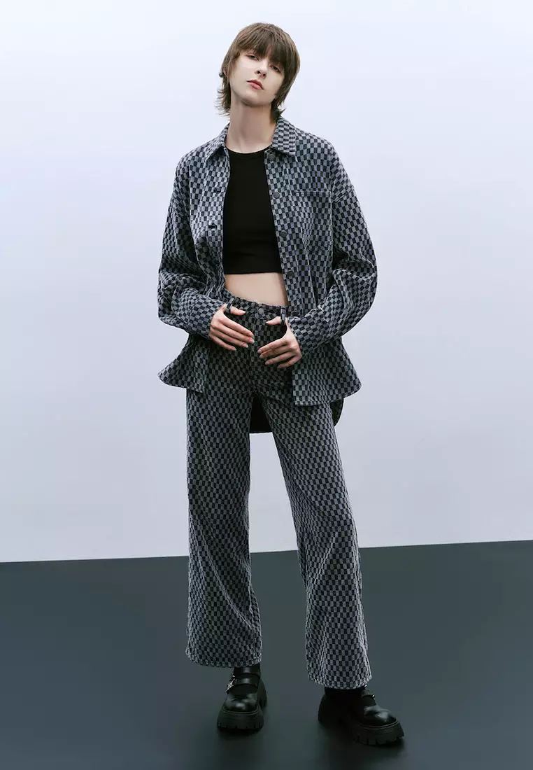 Checkered blue hotsell jeans