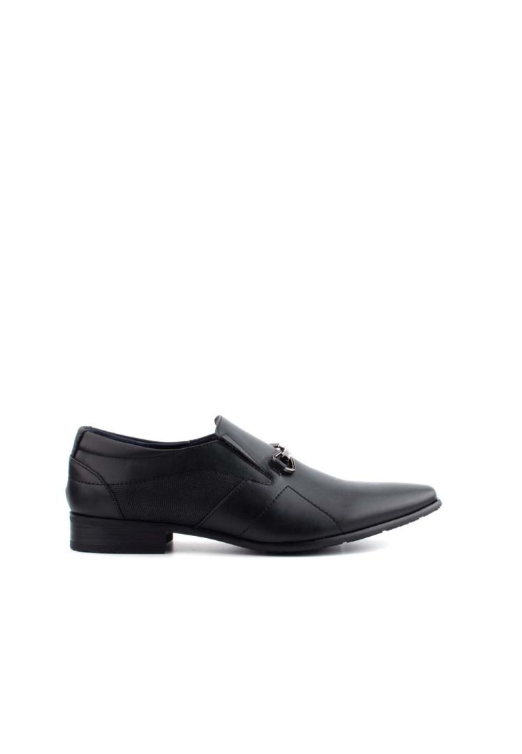 LR LARRIE Men Black Classic Business Almond Toe Slip On Loafers