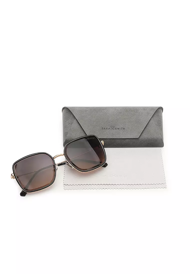 Unisex Fashion Sunglasses (Kacamata Hitam) - Hitam / Abu-Abu / Oranye