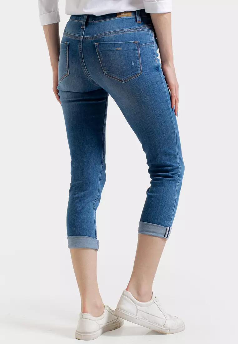 C2 Twixie Blue Jeans Capri Push Up