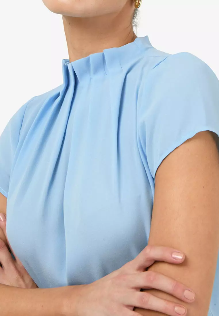 Olivia Pleated High Neck Top
