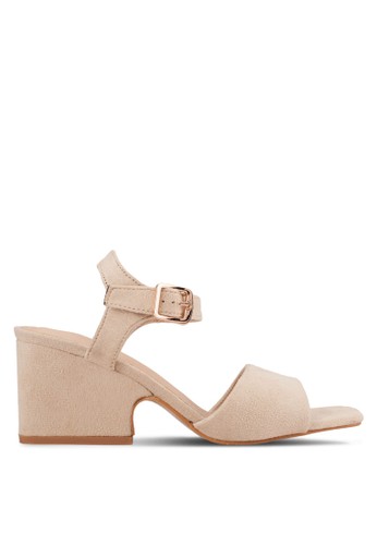 Faux Suede Sandals With Block Heels
