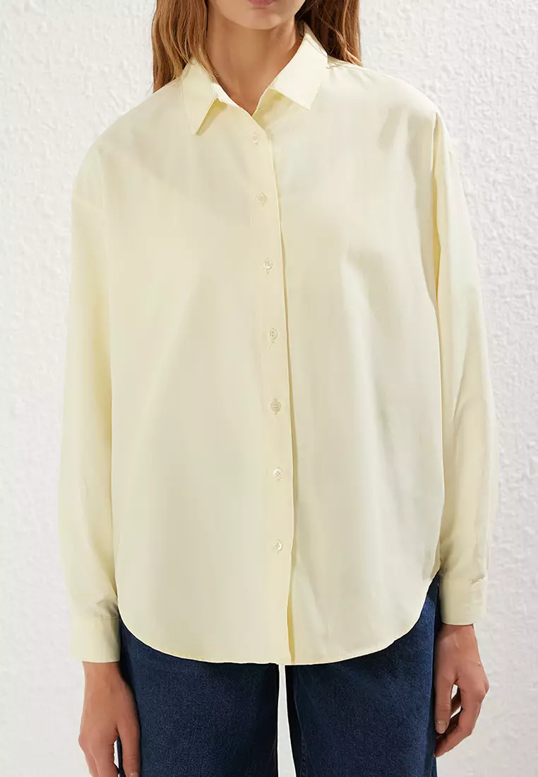 Yellow Loose Fit Cotton Woven Shirt
