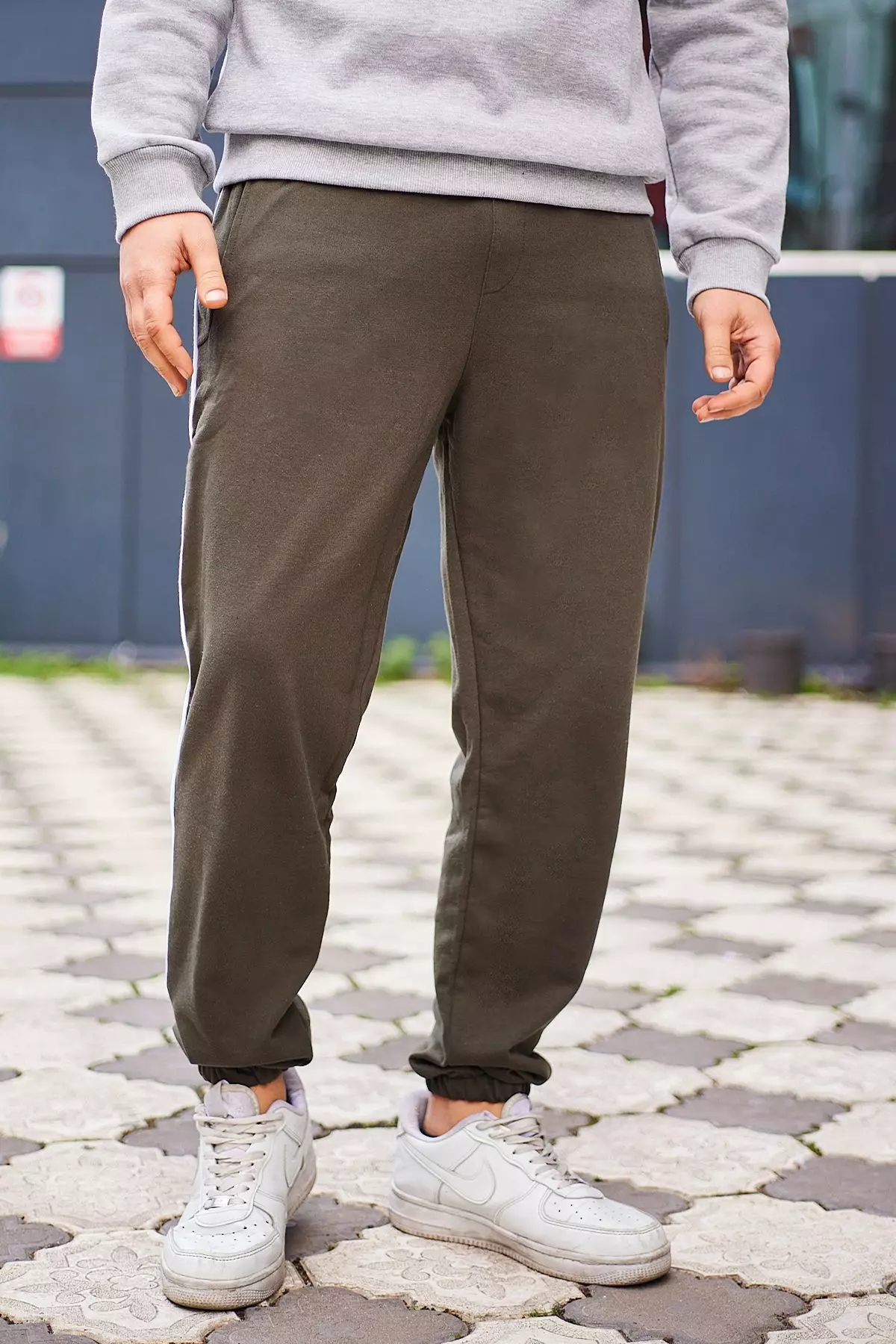 Buy Trendyol Khaki 100% Cotton Regular Cut Piping Sweatpants