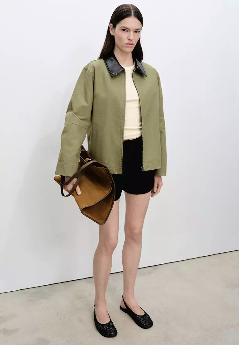 Cotton Jacket With Contrasting Collar