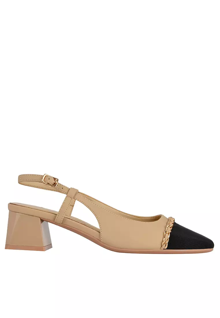 Discount on Twenty Eight Shoes  shoes - SKU: 4.5cm Chain Accessories Slingback Mid Heels Xj333-16