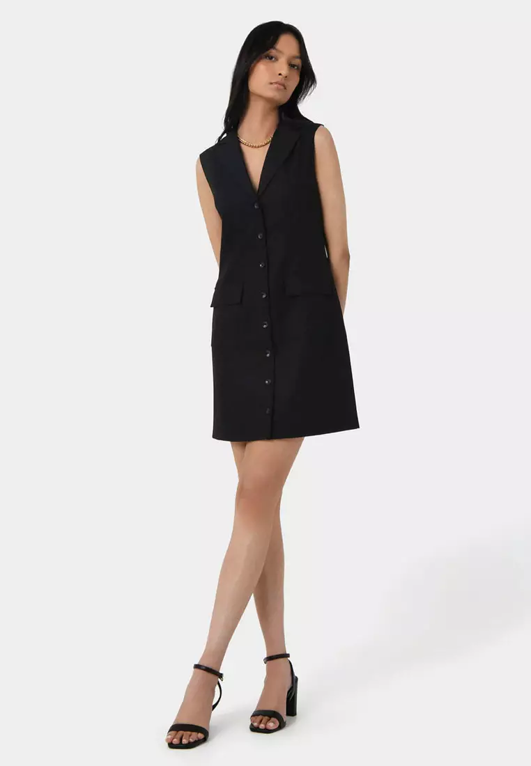 Valeria Buttoned Linen Dress