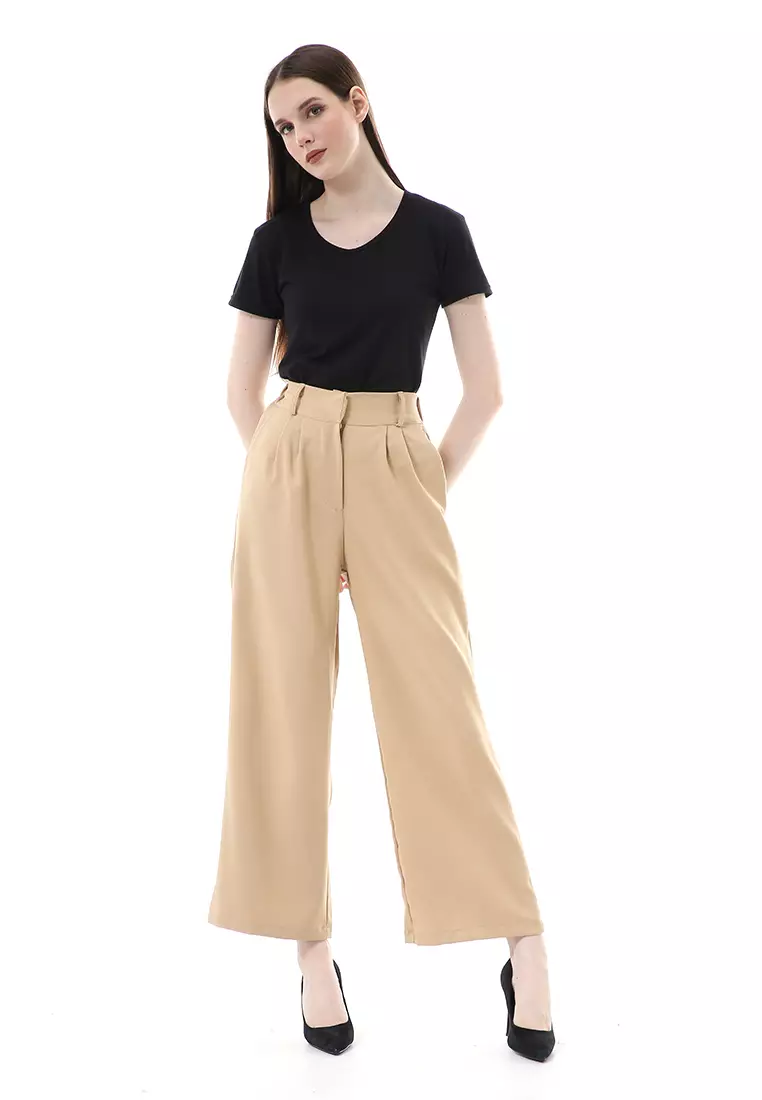 Adella Cullote Pants Bawahan Wanita Premium Quality - Cream