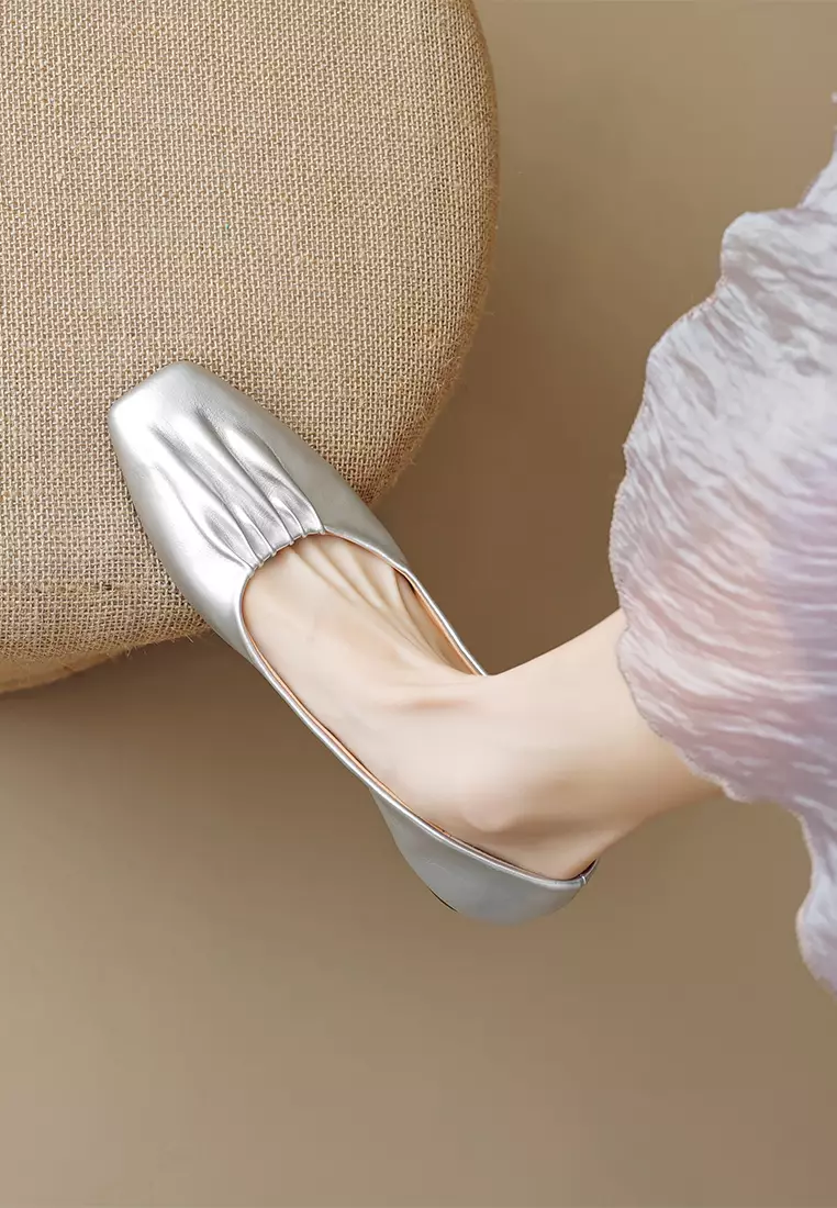 Square Toe Microfiber Leather Flat Shoes WW888-1