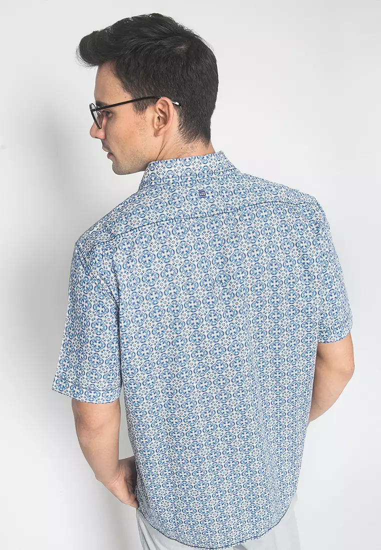 LGS - Kemeja Casual - Pria - Motif Batik - Putih - Regular Fit - CSH.272.S570.1214.C