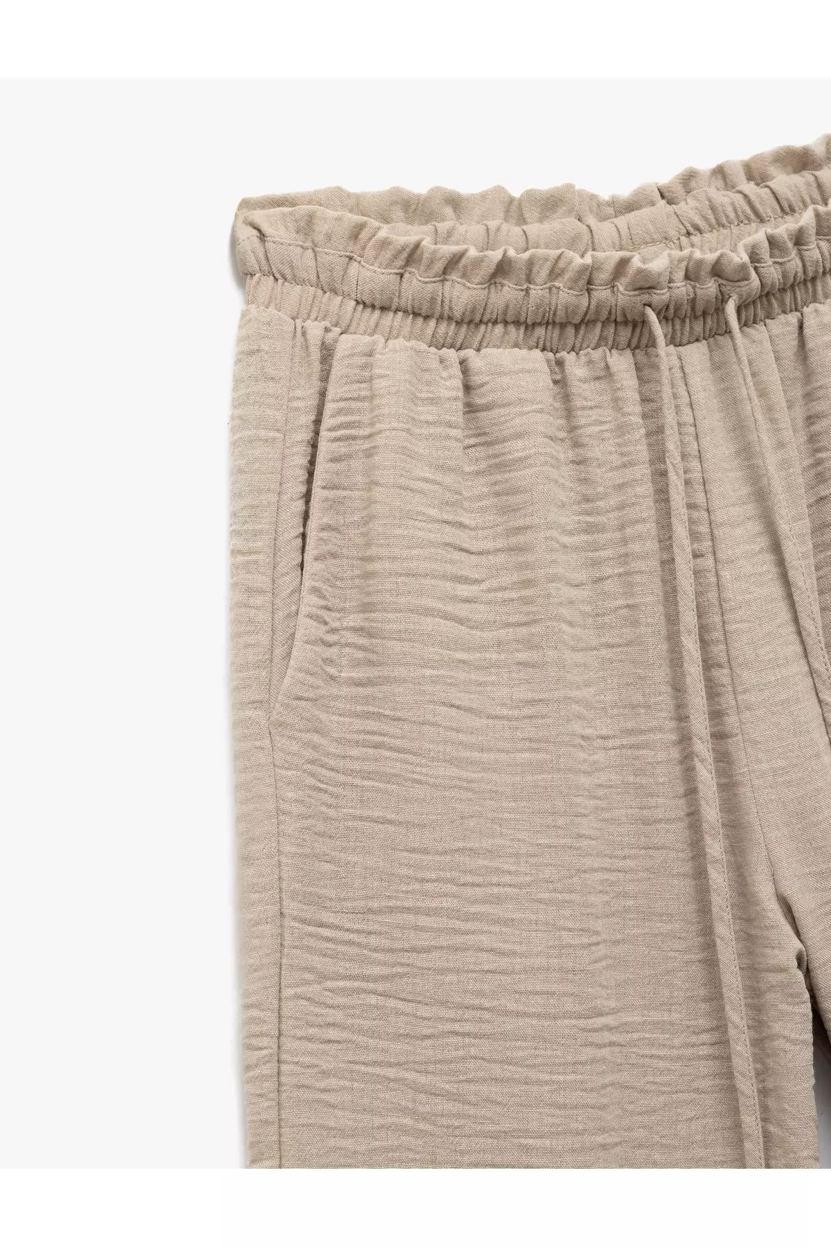 Wide Leg Trousers With Tie Waist And Elastic Pockets