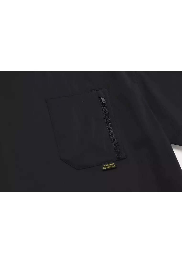 Unisex FIOTOS Woven Sleeve Pocket Stretch Short Sleeve Tee