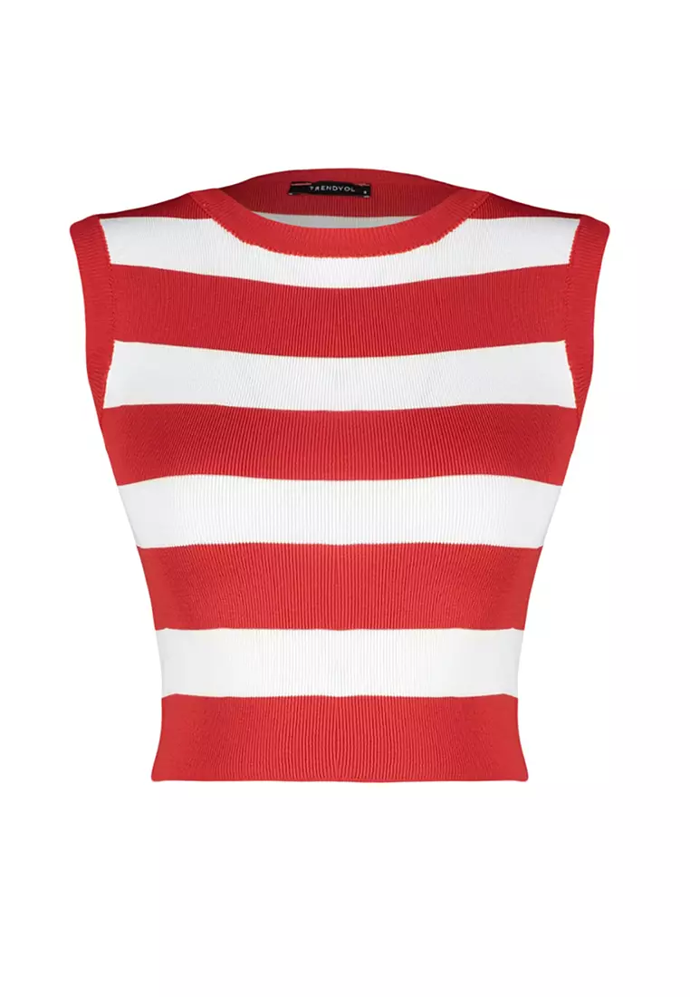 Crop Striped Knit Top