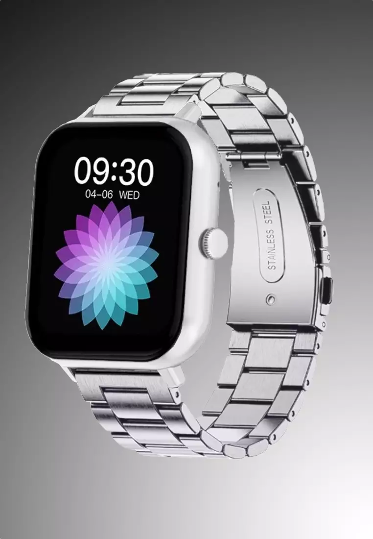 Unisex Rectangular Smart Watch - Silver