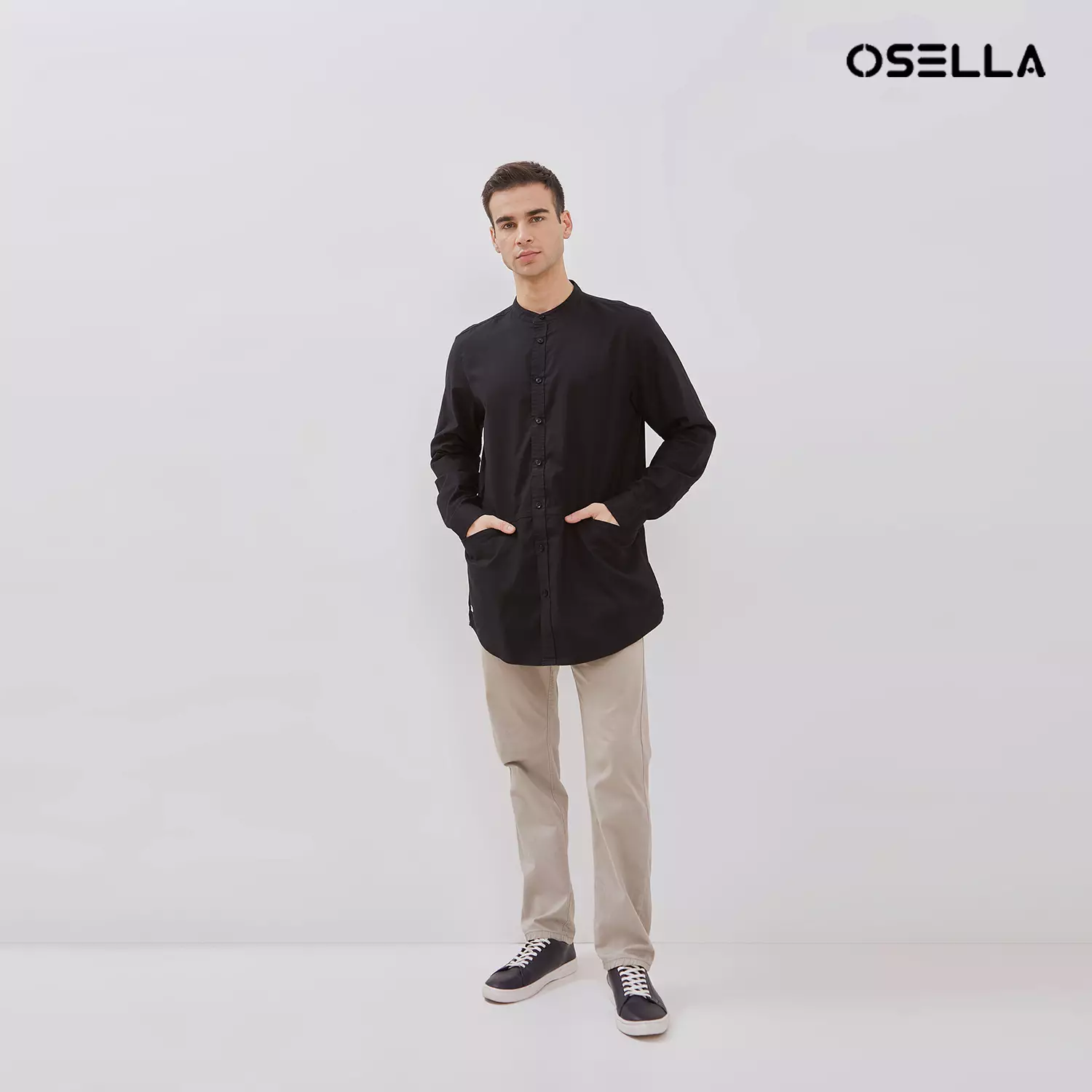 [NEW] Osella Zayan Tunic Shanghai Collared Long Sleeve Shirt 2037520943 | Kemeja Lengan Panjang Pria