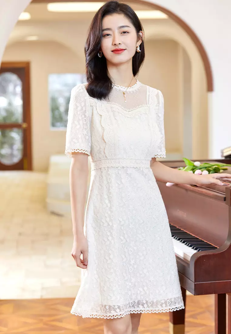 Buy Hopeshow Embroidered Retro Midi Dress 2026 Online | ZALORA