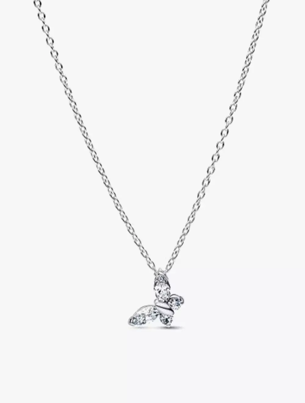 Butterfly Sterling Silver Collier with Clear Cubic Zirconia - 45