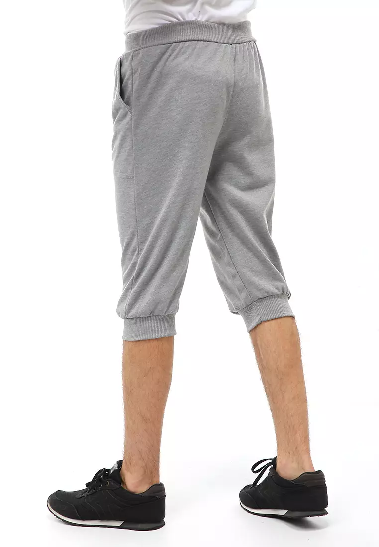 Rishham Short Pants Celana Jogger Pendek Pria Trackpants Material Baby Terry ORIGINAL - Light Gray