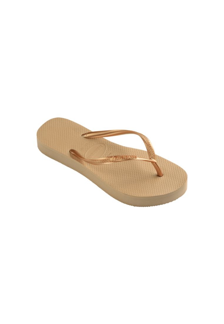 Women Slim Flatform Flip Flops - Golden