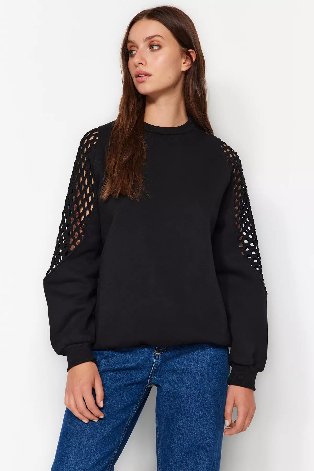 Mesh Sleeve Sweatshirt