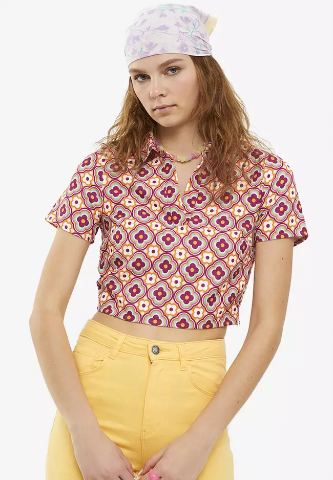 Polo crop top floral cheap