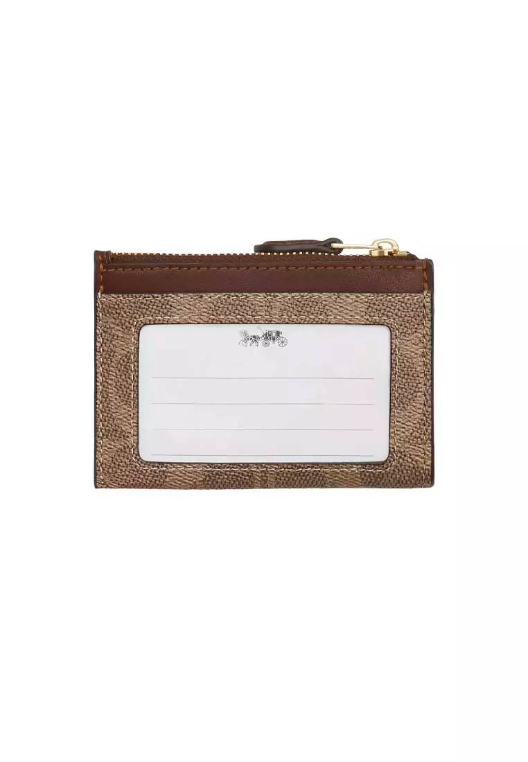 Mini Skinny ID Case In Signature Canvas Tan/Brown CW870
