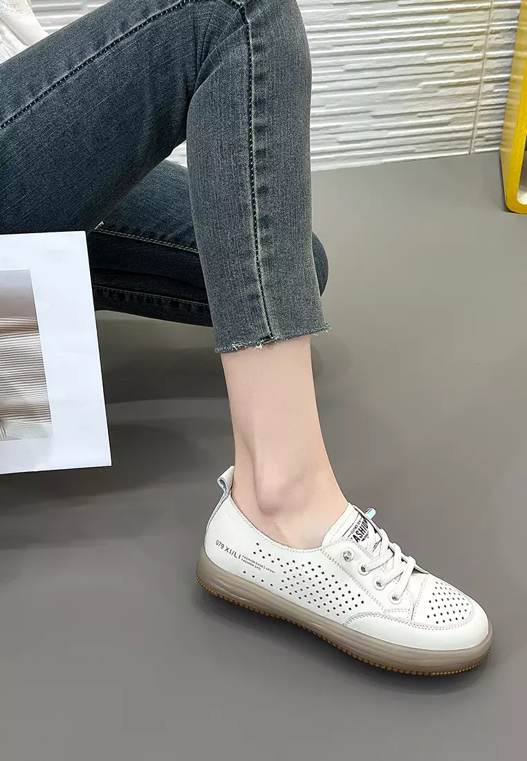 Hollowed Casual Leather Sneakers BS2170