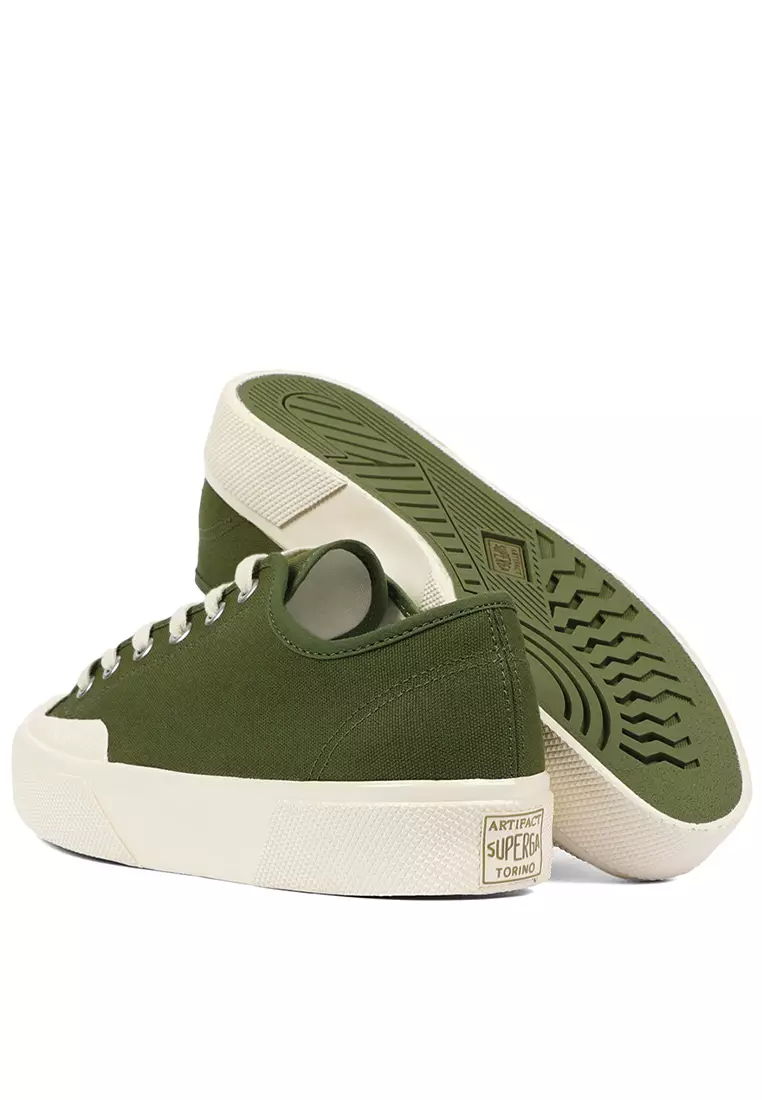 Artifact by Superga 2432 Collect Workwear Low Cut Cotton Canvas Green Off White
