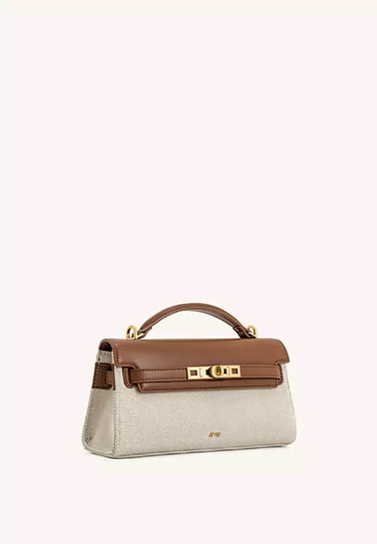 Noor Top Handle Bag - Brown Canvas