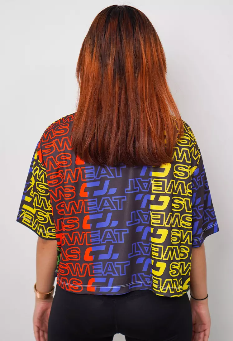 Td Active LSB19 baju crop zumba wanita quickdry fullprint rainbow