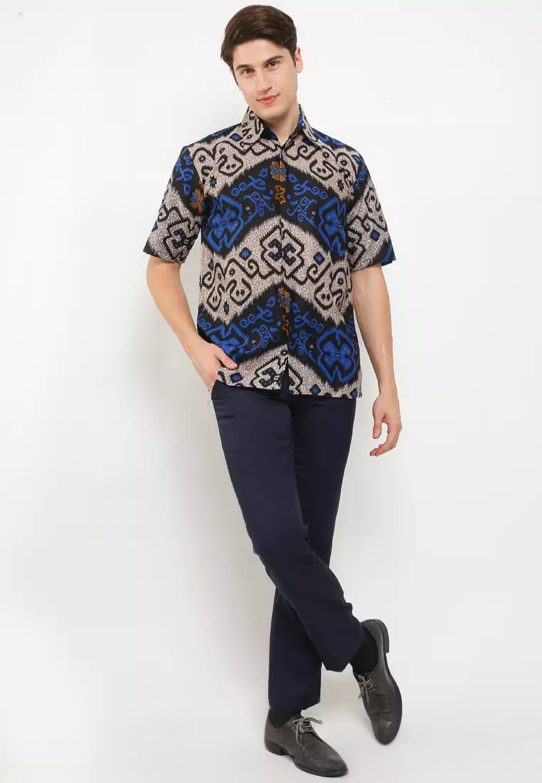 Faloya Kemeja Batik Premium Pria Casual Modern Lengan Pendek