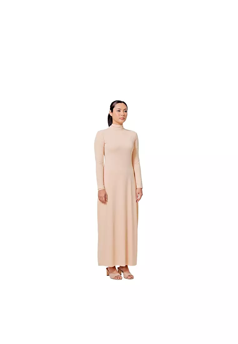 Inner Dress Turtleneck Long Sleeve in Beige