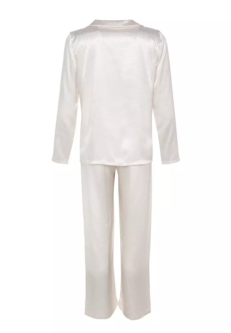 White Zebra Pattern Satin Pajamas Set