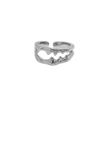 Glamorousky silver 925 Sterling Silver Fashion Personality Irregular Geometric Double Layer Adjustable Open Ring DAFF0AC9C3B144GS_1