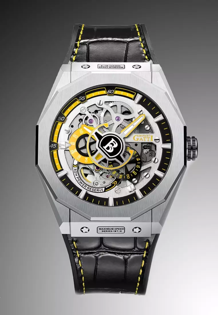 Automatic Unisex Stainless Steel Watch, Leather Strap