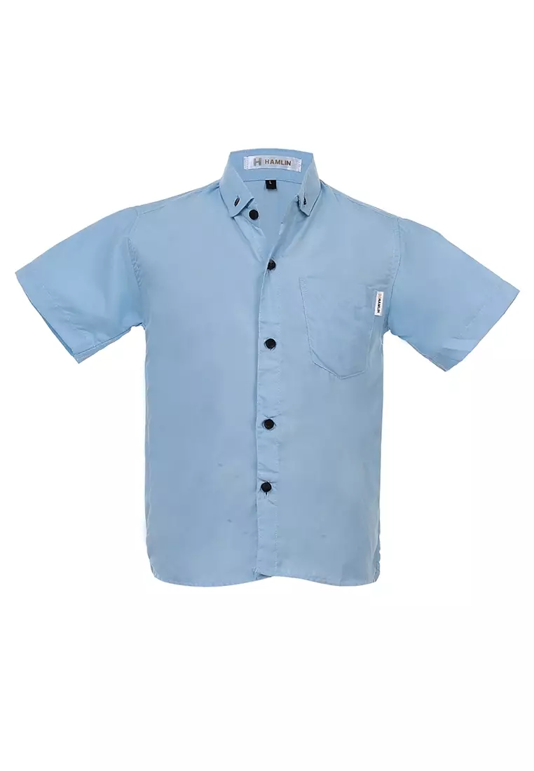 Juste Kemeja Formal Anak Laki-laki Lengan Pendek Motif Polos Kids Shirt Comportable Material Cotton ORIGINAL - Soft Blue
