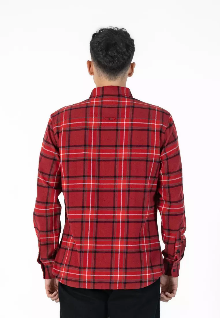 ABNER - RED BLUE Kemeja Flannel Casual Pria Lengan Panjang LS - Top Man Shirt
