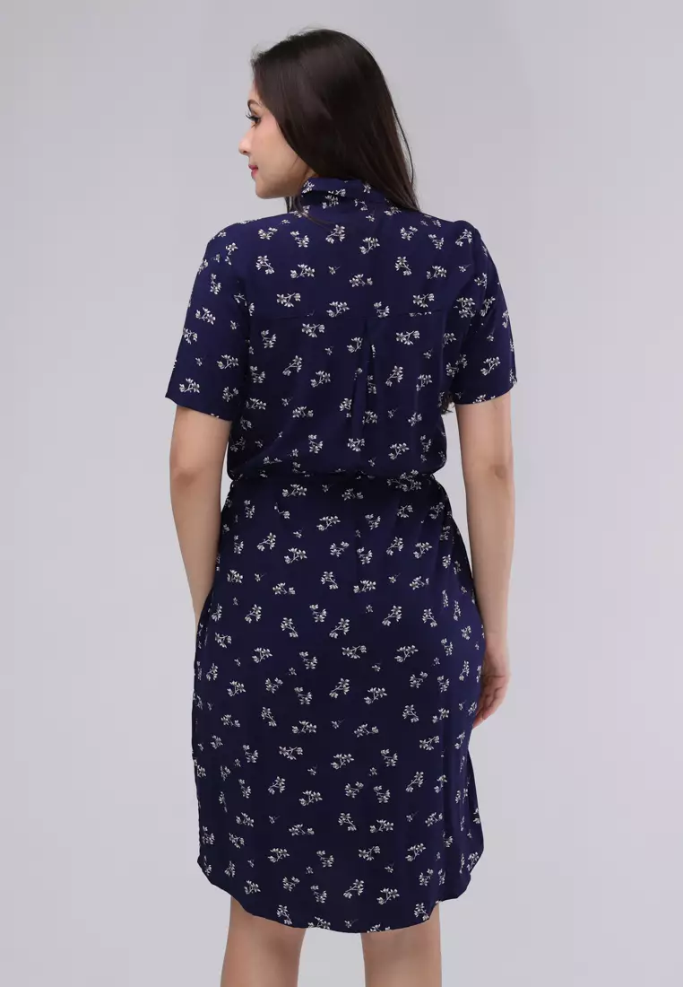 Woven Printed Rayon Short Sleeves Dress