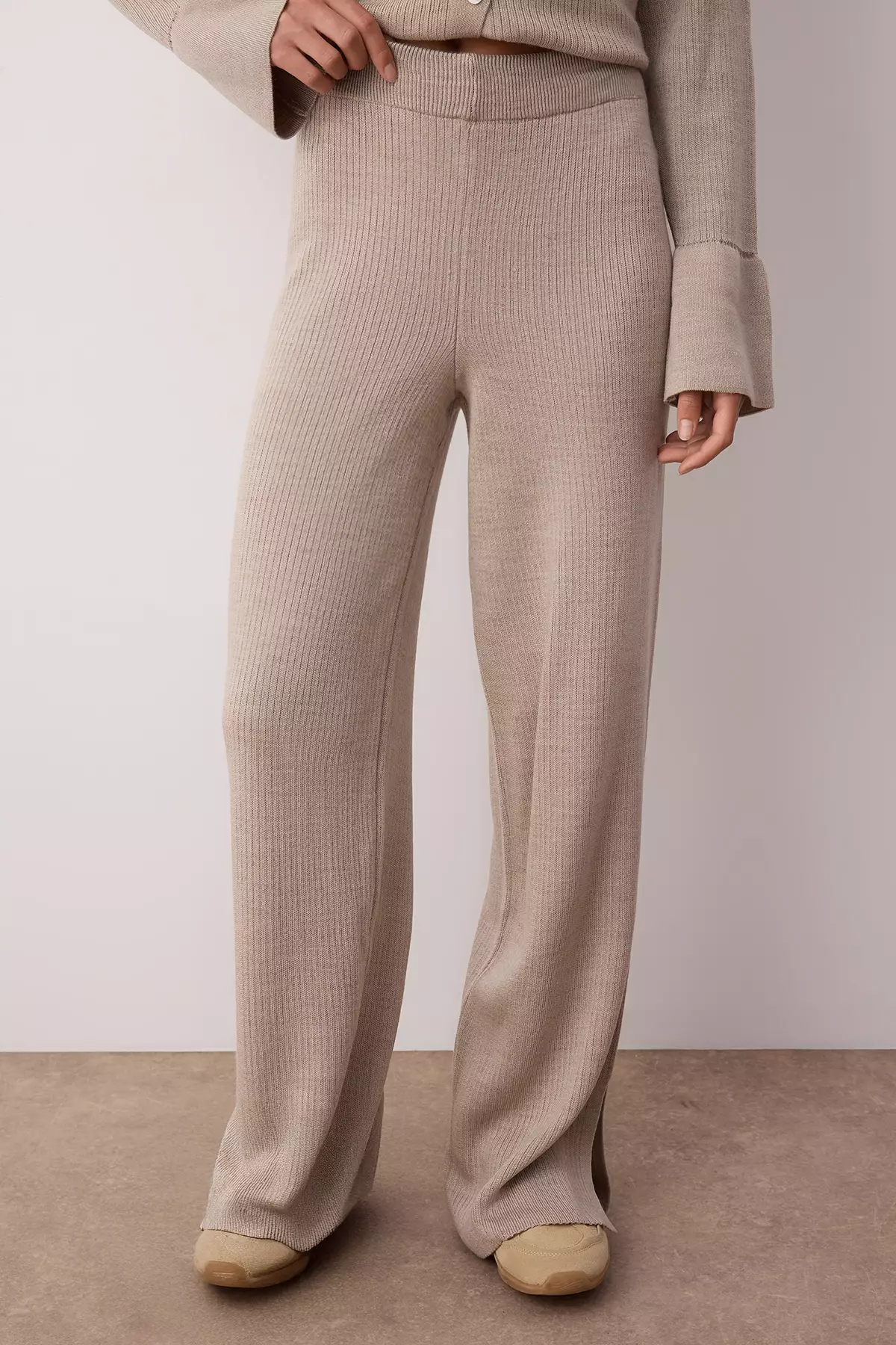 Stone Slit Detailed Cardigan-Pants Knitwear Suit Tctaw23Us00028