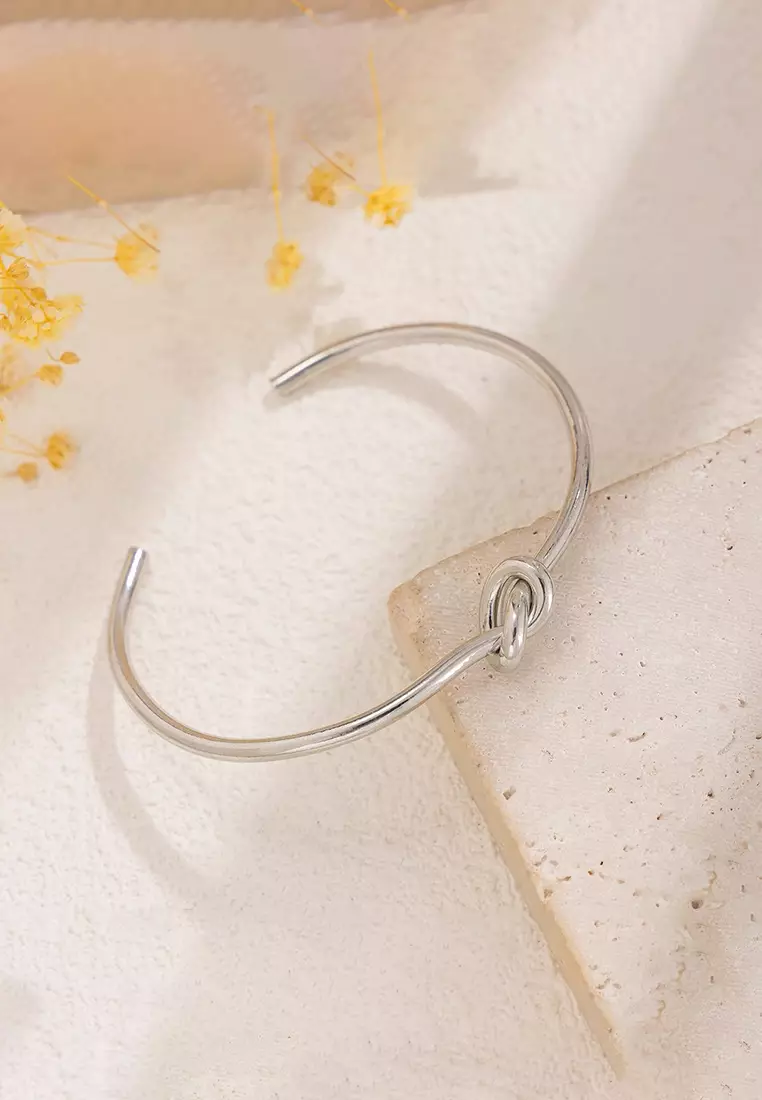 Hope Entwined Knot Bangle in Silver