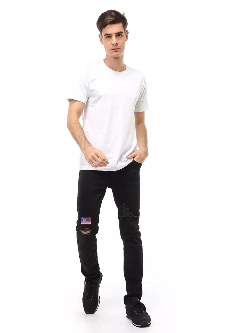 Jack T-Shirt Atasan Kasual Kaos Polos Polka Pria Lengan Pendek Material Cotton ORIGINAL - White