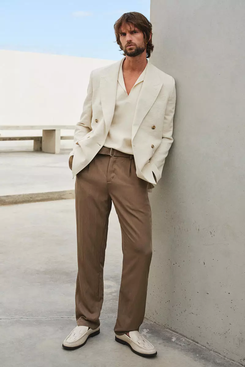 Regular Fit Belted twill trousers