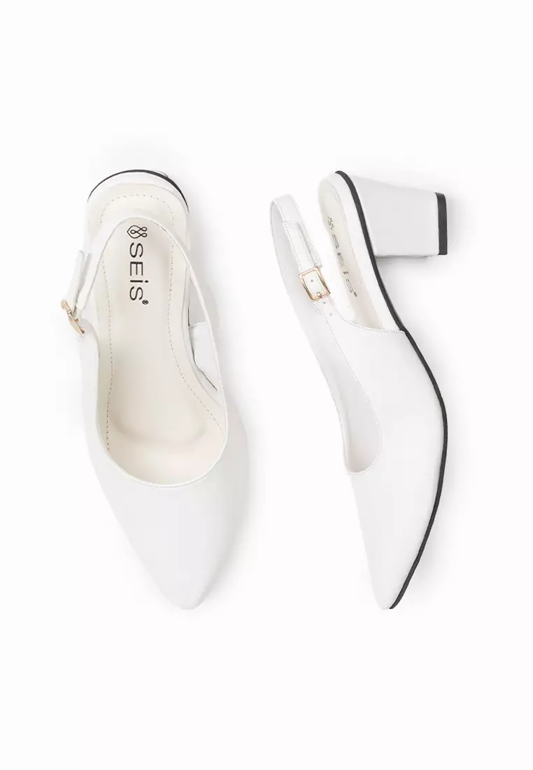 Seis Viona Mules Heels Wanita - Slingback Heels-WHITE