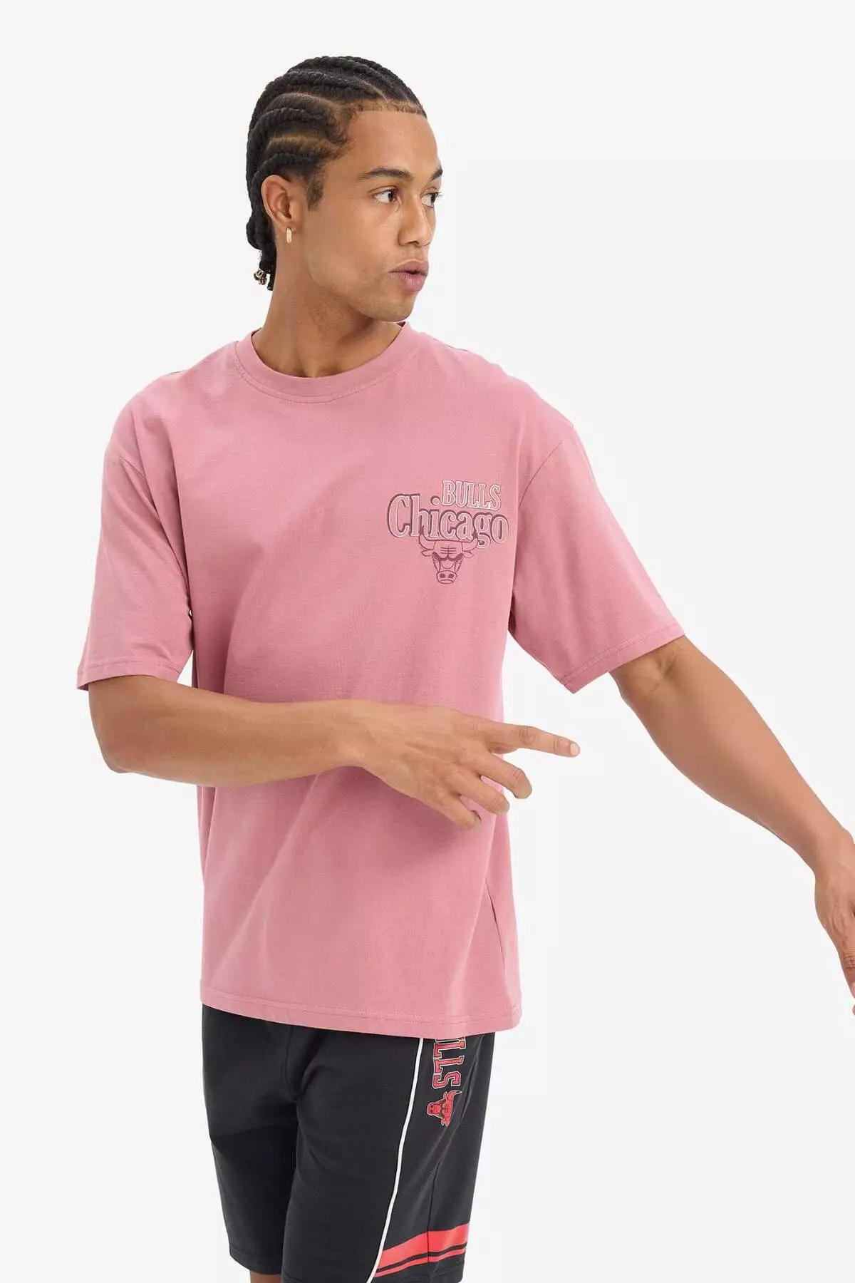 Defactofit Nba Chicago Bulls Boxy Fit Crew Neck Back Printed Short Sleeve T-Shirt E2184Ax25Sm