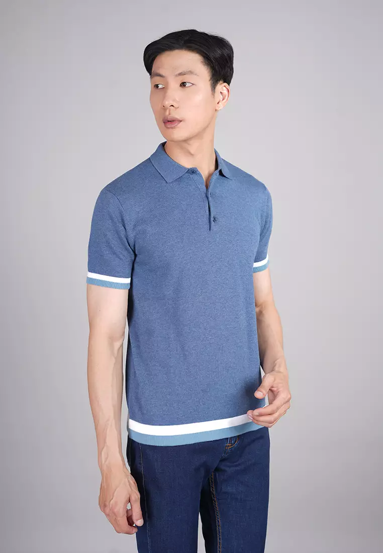 Johnwin - Polo Sweater - Kaos Polo - Bahan Sweater - Putih ASW