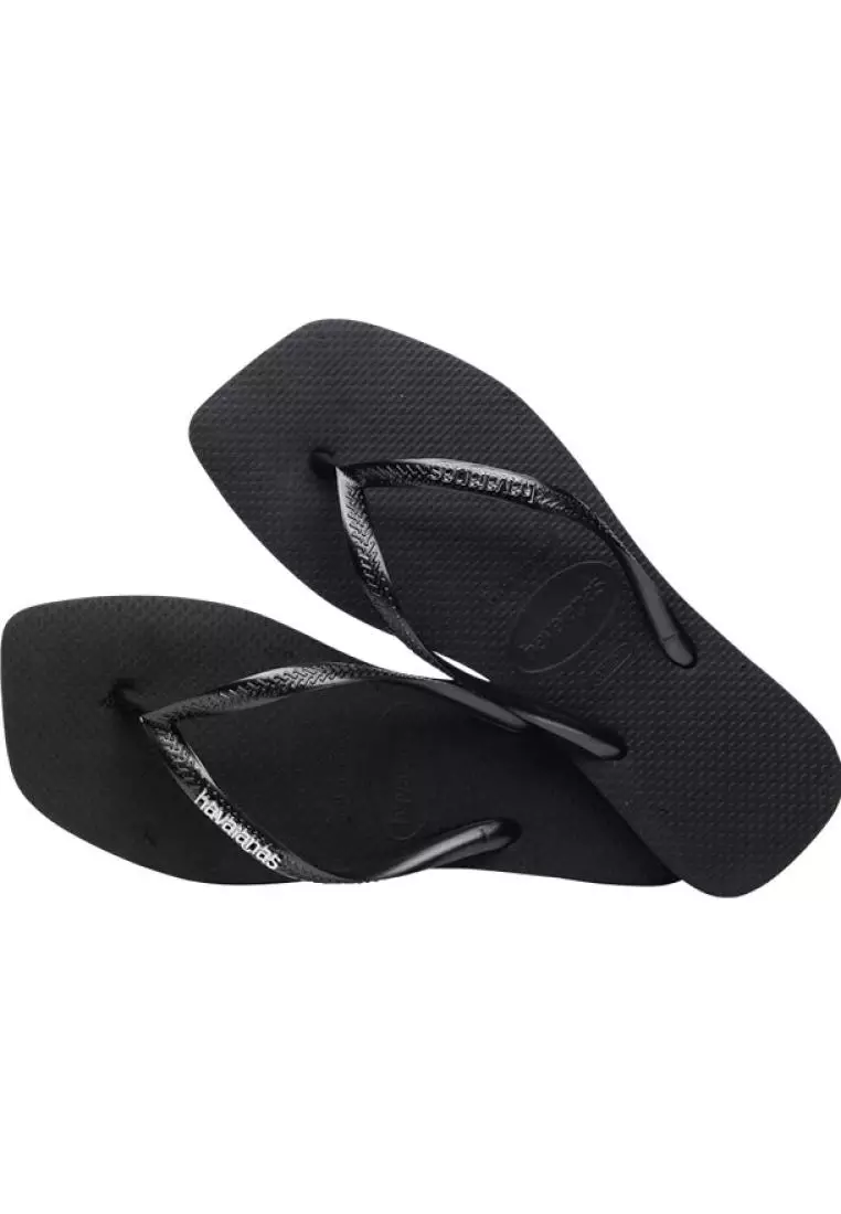 Slim Square Logo Metallic Flip Flops