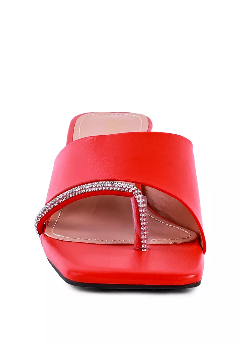 Red on sale leather slippers