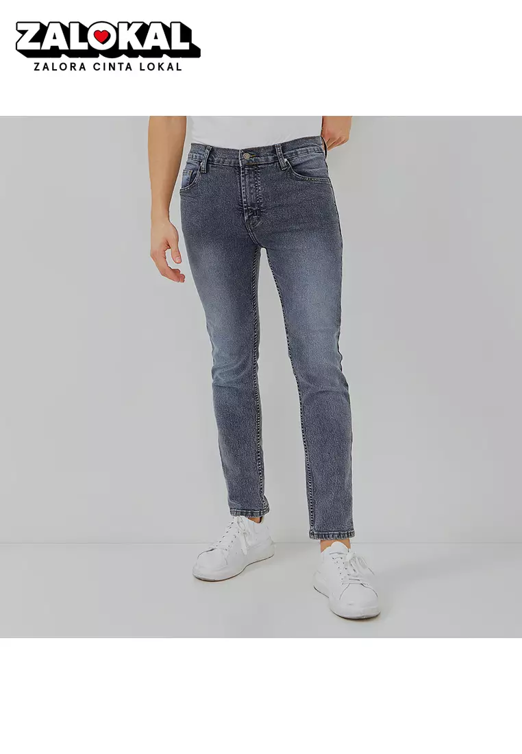 PAULMAY Celana Panjang Jeans Pria Slim Fit - Snow Black