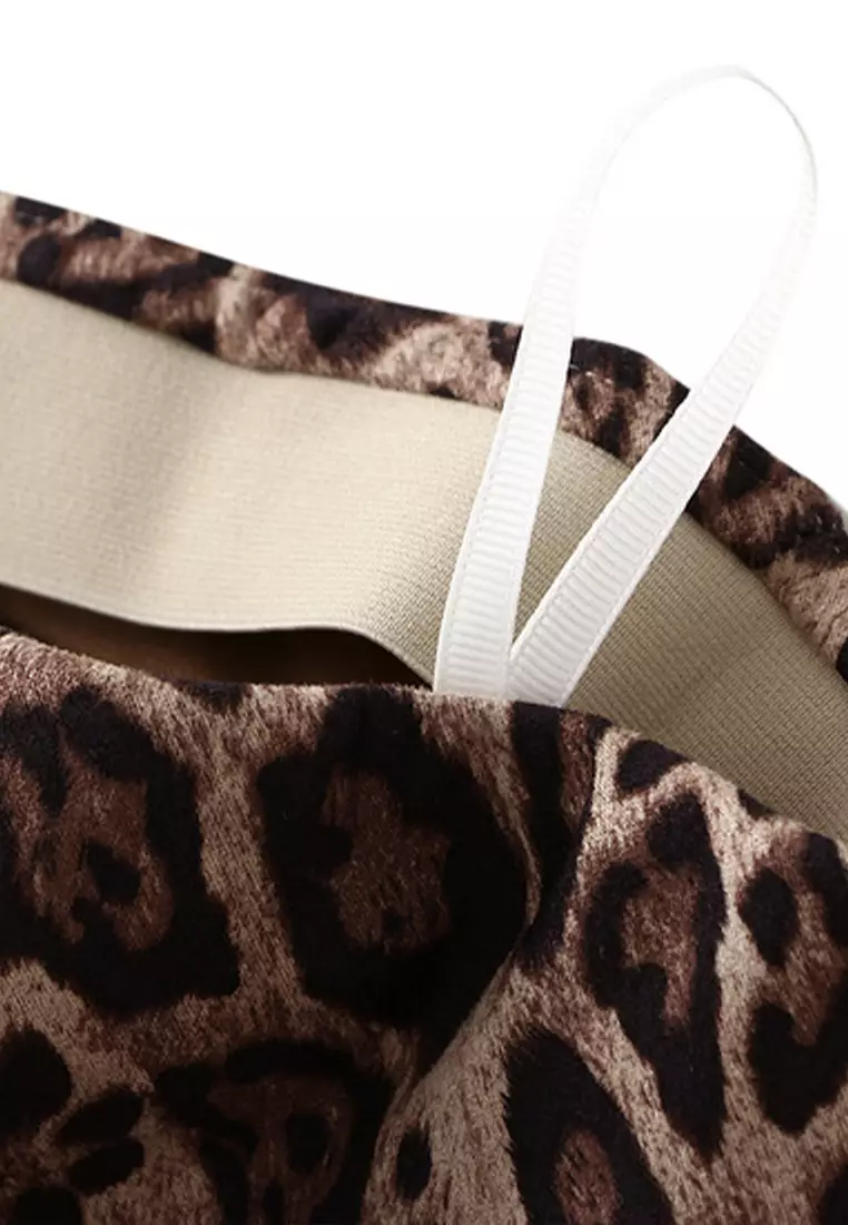 Faux Suede Leopard Print Fishtail Skirt AF9856